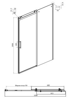 Душевой уголок Ambassador Benefit 19021202HB-110HB 130x110см чёрный/прозрачное